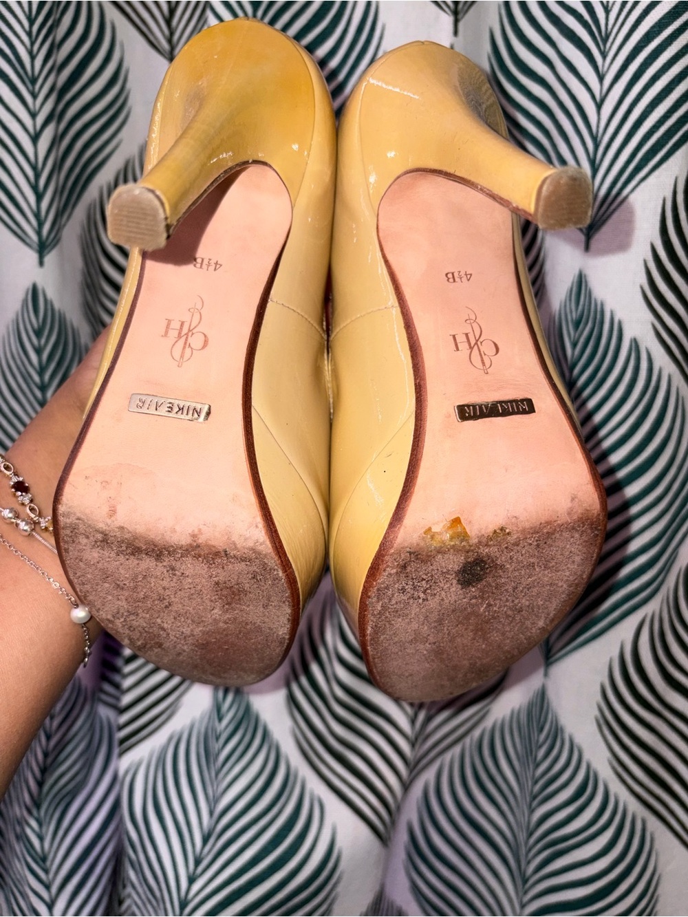 Cole Haan Yellow Patent Leather Peep-Toe Heels - Picture 6 of 8